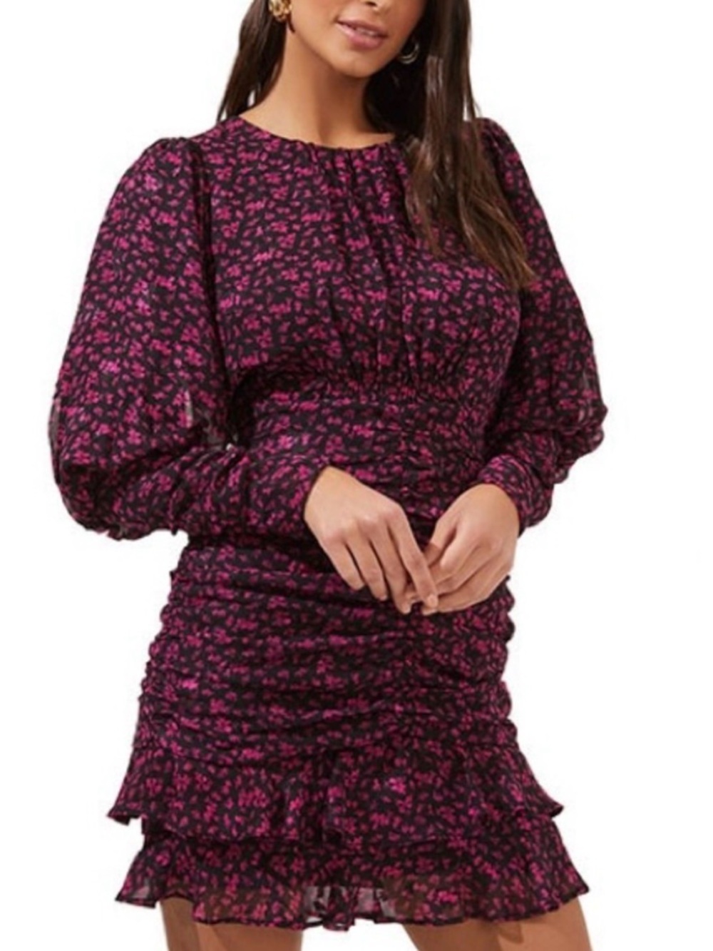 ASTR The Label NWT Claremore Party Dress in Magenta Ditsy, Size M Coquette
